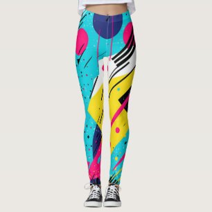 Eighties 80's Retro Geometric Pattern Leggings