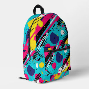 Eighties 80's Retro Geometric Pattern Printed Backpack