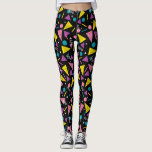Eighties Black and Retro Leggings<br><div class="desc">Funny,  colourful birthday leggings and for cool,  radical,  bodacious,  tubular,  and awesome yoga and exercise fans. 1980s pattern makes a fun and retro theme for the millennial girl or woman.</div>
