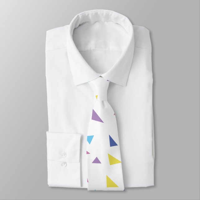 Eighties Colourful Retro Triangle Pattern Tie (Tied)