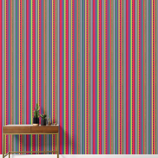 Eighties Colourful Stripes Pattern Eighties  Wallpaper (Hallway)