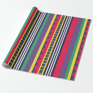 Eighties Colourful Stripes Pattern Eighties Wrapping Paper