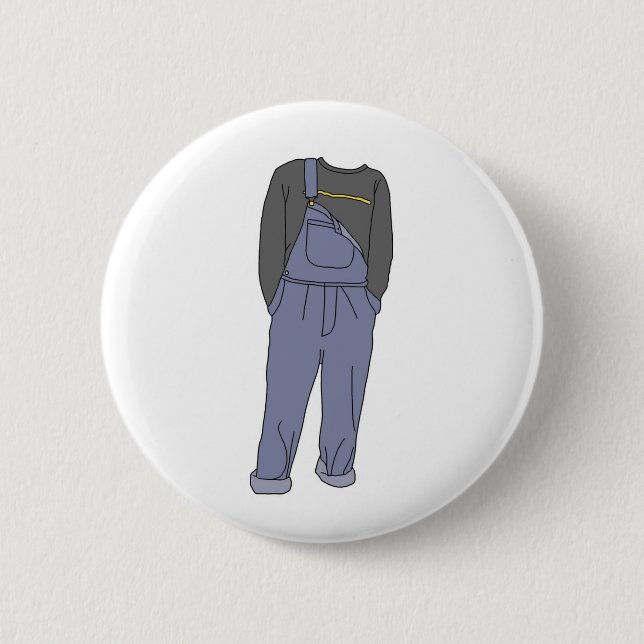 Eighties Fashion Aesthetic Grey Overalls Button (Front)