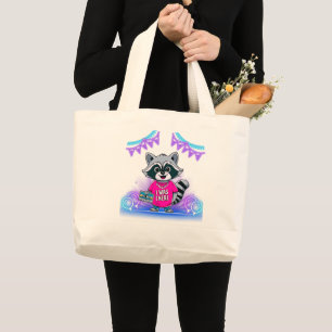 Eighties Music Lover Racoon With Cassette Tape Large Tote Bag