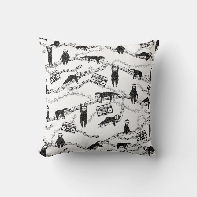 Eighties Music sloth pattern Cushion (Front)