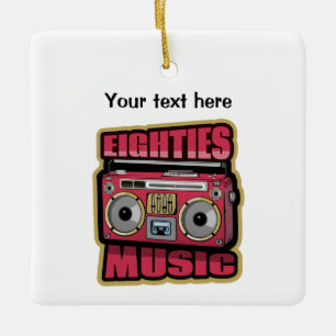Eighties Music Stereo Ceramic Ornament