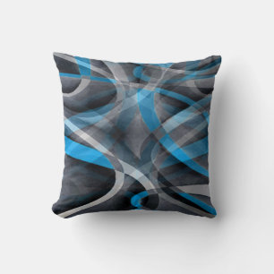 Eighties Pastel Blue and Grey Arched Line Pattern Cushion