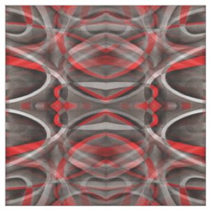 Eighties Red White and Grey Layered Curves Fabric