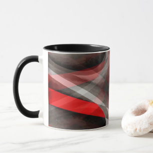 Eighties Red White and Grey Layered Curves Mug