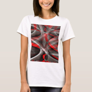 Eighties Red White and Grey Layered Curves T-Shirt