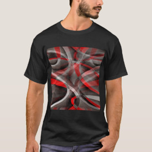 Eighties Red White and Grey Layered Curves T-Shirt