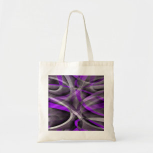 Eighties Retro Light Purple and Grey Curvy Pattern Tote Bag