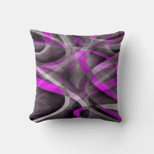 Eighties Retro Magenta and Grey Artistic Pattern Cushion