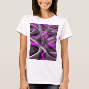 Eighties Retro Magenta and Grey Artistic Pattern T-Shirt