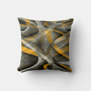 Eighties Retro Mustard Yellow and Grey Abstract Cu Cushion