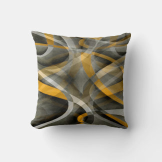 Eighties Retro Mustard Yellow and Grey Abstract Cu Cushion