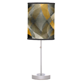 Eighties Retro Mustard Yellow and Grey Abstract Cu Desk Lamp
