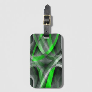 Eighties Retro Neon Green and Grey Curved Line Pat Luggage Tag