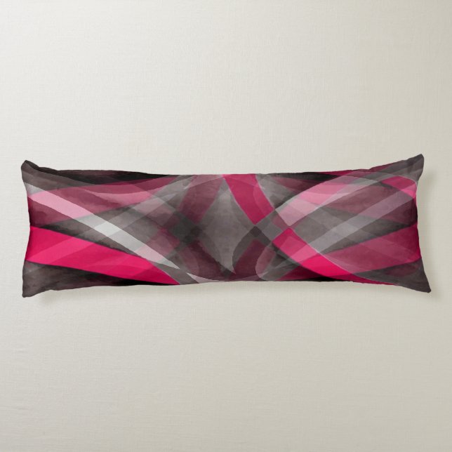 Eighties Rose Pink and Grey Funky Pattern Body Cushion (Back)