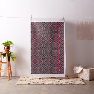 Eighties Rose Pink and Grey Funky Pattern Fabric