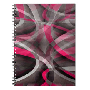 Eighties Rose Pink and Grey Funky Pattern Notebook