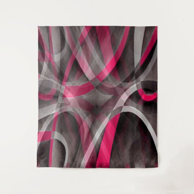 Eighties Rose Pink and Grey Funky Pattern Tapestry (Front)