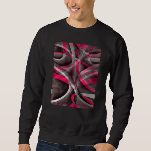 Eighties Rose Pink On Grey Abstract Strip Pattern Sweatshirt