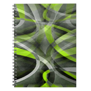 Eighties Styled Grey and Lemon Curve Pattern Notebook