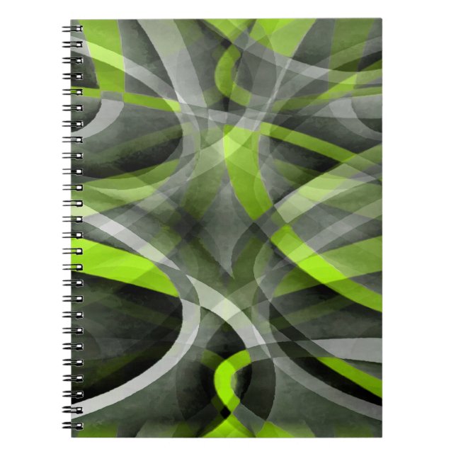 Eighties Styled Grey and Lemon Curve Pattern Notebook (Front)