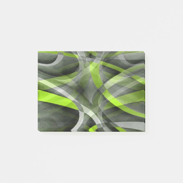Eighties Styled Grey and Lemon Curve Pattern Post-it Notes (Front)
