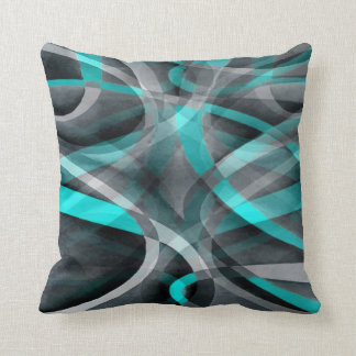 Eighties Turquoise and Grey Arched Line Pattern Cushion