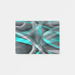 Eighties Turquoise and Grey Arched Line Pattern Post-it Notes