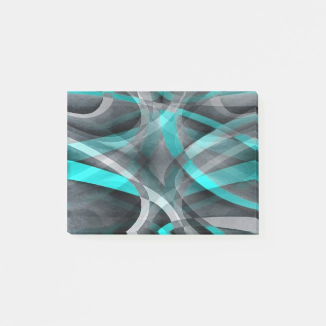 Eighties Turquoise and Grey Arched Line Pattern Post-it Notes (Front)