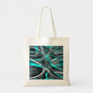 Eighties Turquoise and Grey Arched Line Pattern Tote Bag