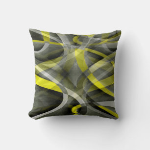 Eighties Vibes Daffodil Yellow and Grey Layered Cu Cushion