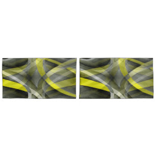 Eighties Vibes Daffodil Yellow and Grey Layered Cu Pillowcase