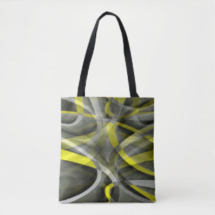 Eighties Vibes Daffodil Yellow and Grey Layered Cu Tote Bag