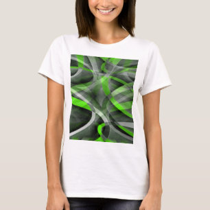 Eighties Vibes Lime and Grey Layered Curve Pattern T-Shirt