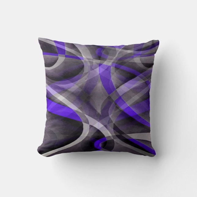 Eighties Vibes Violet Blue and Grey Funky Pattern. Cushion (Front)