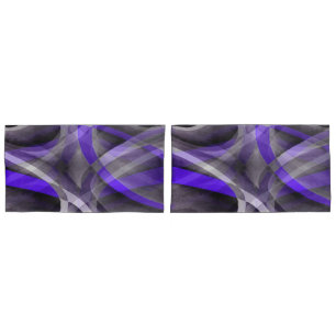 Eighties Vibes Violet Blue and Grey Funky Pattern. Pillowcase