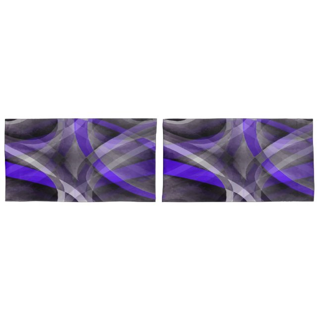 Eighties Vibes Violet Blue and Grey Funky Pattern. Pillowcase (Front-Set)
