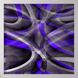 Eighties Vibes Violet Blue and Grey Funky Pattern. Poster