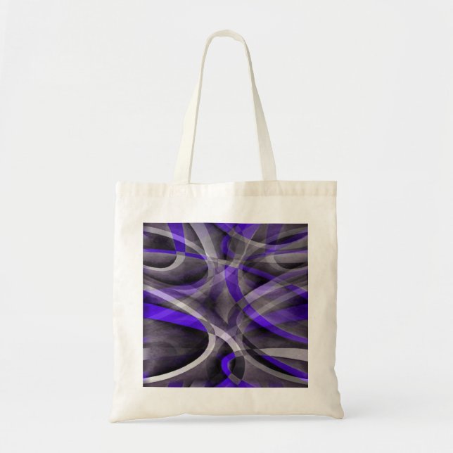 Eighties Vibes Violet Blue and Grey Funky Pattern Tote Bag (Front)