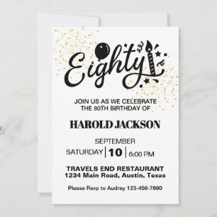 Eightieth Milestone Birthday Invitation