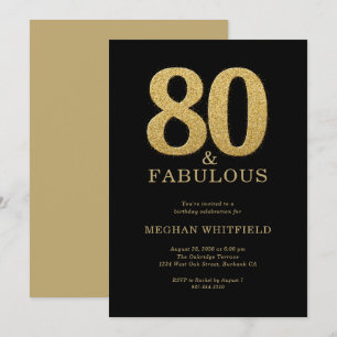 Eighty and Fabulous Bold Gold 80th Birthday Party Invitation