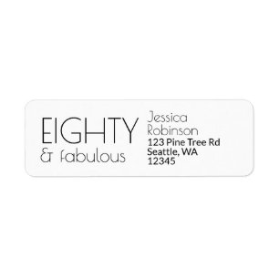Eighty and Fabulous Modern 80th Birthday Return Address Label