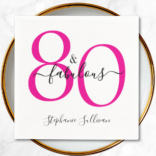 Eighty and Fabulous Name 80th Birthday Party Napkin