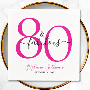 Eighty and Fabulous Name Date 80th Birthday Party Napkin