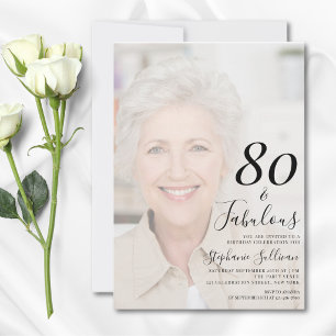 Eighty and Fabulous Photo 80th Birthday Party Invitation