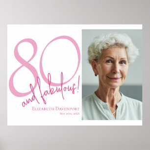 Eighty and Fabulous Photo 80th Birthday Party Poster